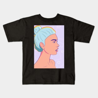 Blue Hair Woman Kids T-Shirt